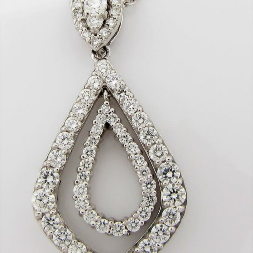 18K White Gold Diamond Necklace, 1.5CT+